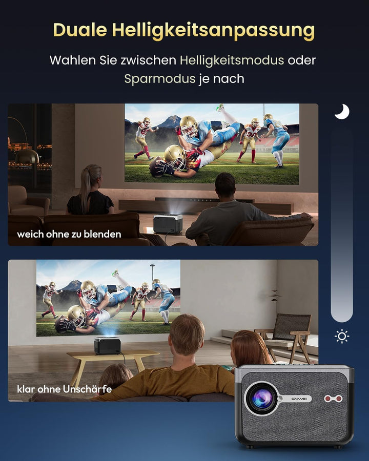 Tragbarer 4K Smart Beamer mit Google TV, 1200 ANSIBeamer Heimkino, MEMC,Dual-Helligkeit Modus, Kurzd