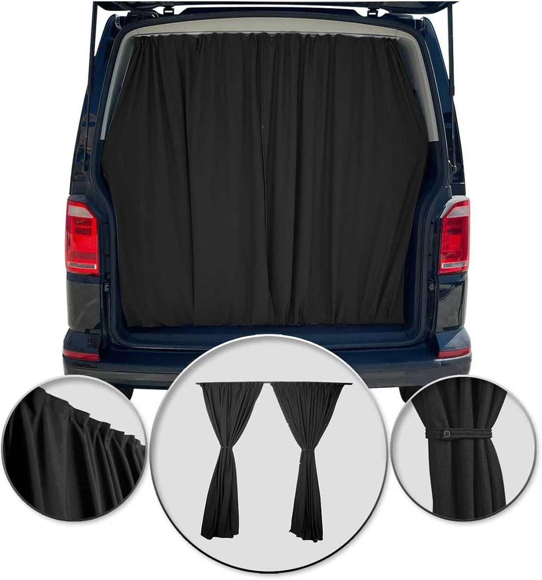 OMAC Heckklappe Gardinen Sonnenschutz Vorhänge kompatibel mit VW Multivan T7 L1 L2 Schwarz 2tlg 130x