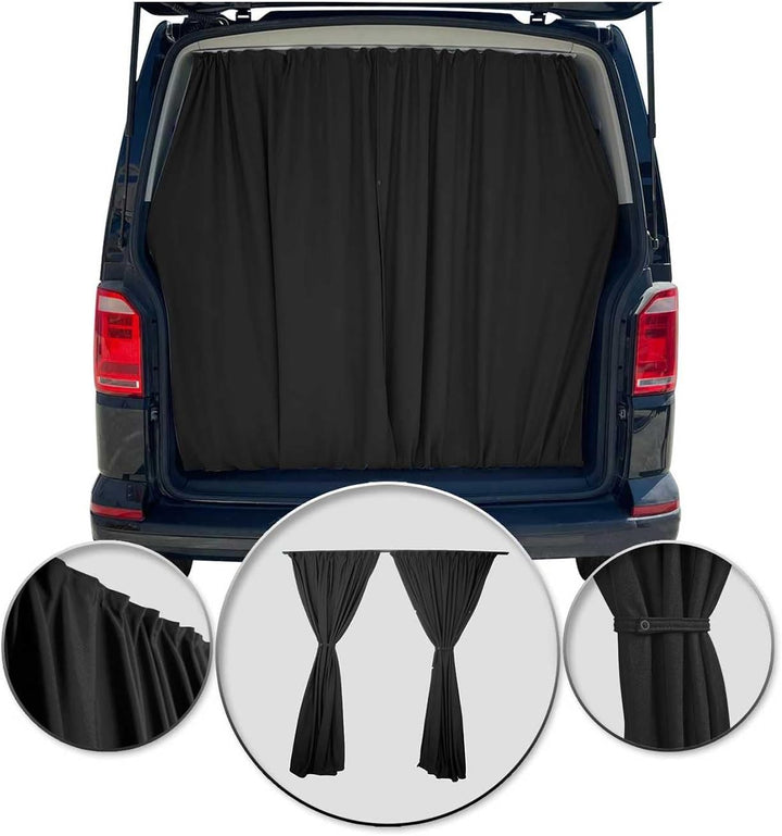 OMAC Heckklappe Gardinen Sonnenschutz Vorhänge kompatibel mit VW Multivan T7 L1 L2 Schwarz 2tlg 130x