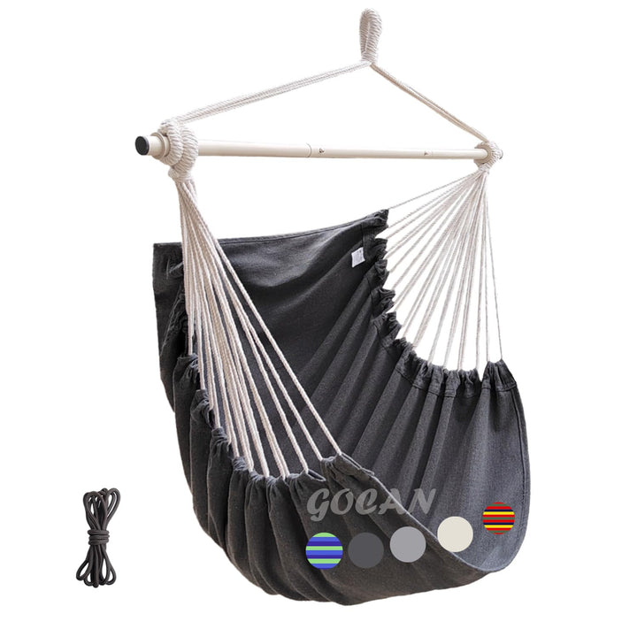 Hanging Chair and Large Hammock, 100 x 135 cm, 150 kg Load, Cotton Material, Metal, Wide Perch, Rock