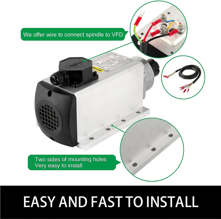 CNC Spindel Motor Kits, 220V 4KW 4000W Luftgekühlte Spindel Quadratische CNC Motor 220V 4KW VFD und