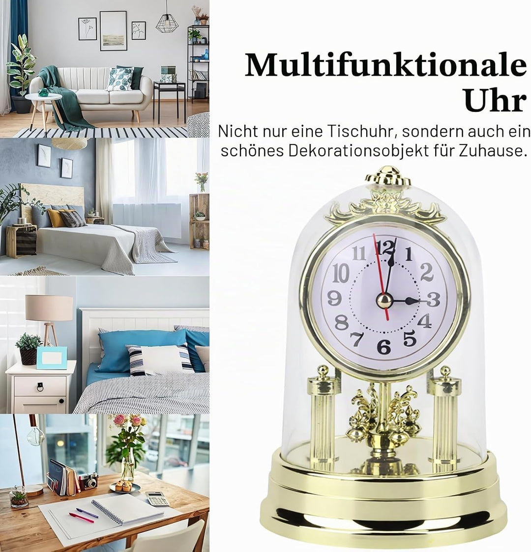 Mumusuki Tischuhren, Standuhr Nostalgisch Deko Vintage Wohnzimmer Uhr mit Haube Kunststoff Uhr zum H