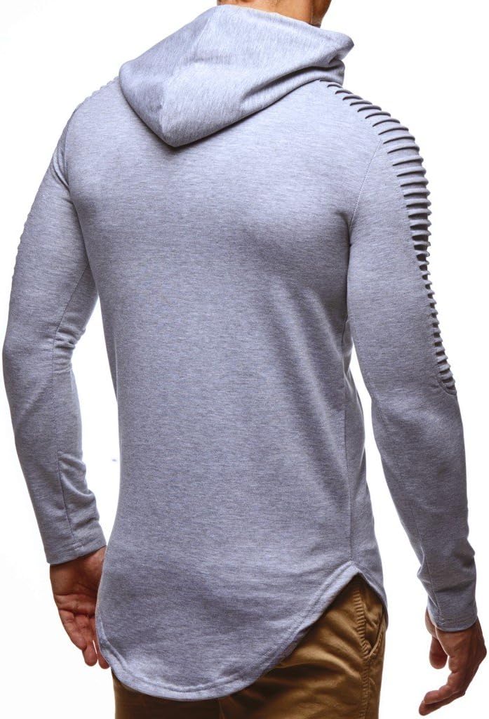 Leif Nelson Herren Kapuzenpullover Slim Fit Baumwolle-Anteil Moderner weisser Herren Hoodie-Sweatshi