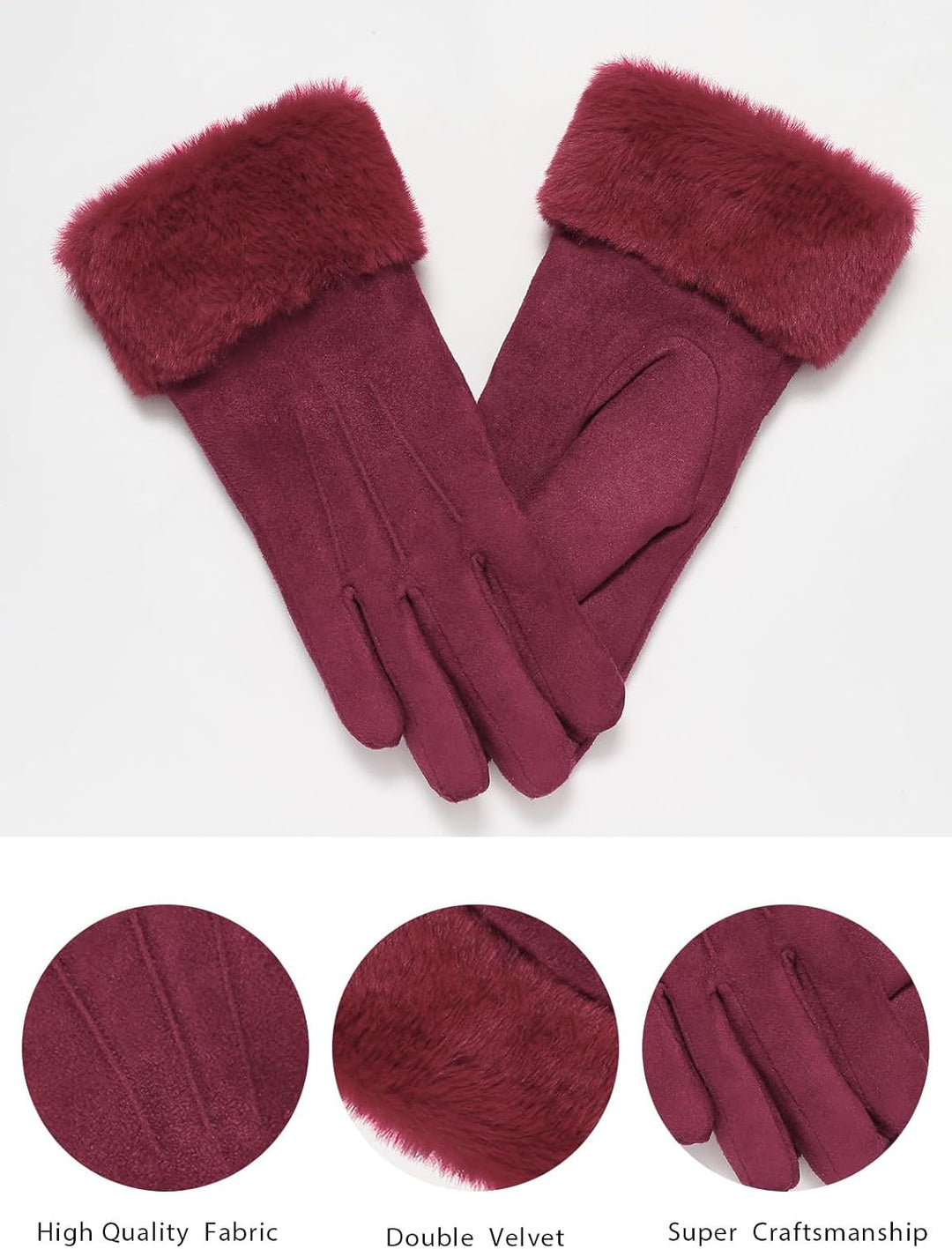 vislivin Handschuhe Damen Winter Warm Handschuhe Touchscreen Handschuh mit Gefütterte Fuchsia M, Fuc