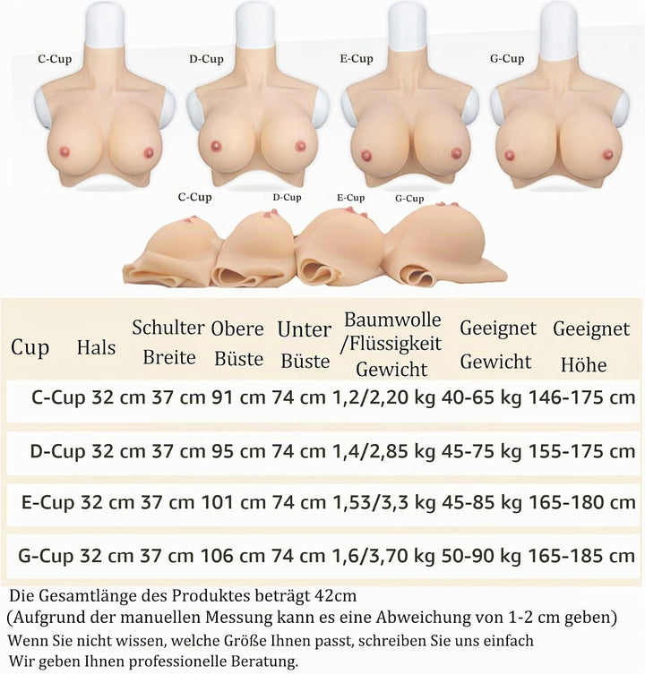 ALZRGORA Silikon Brüste Silikon Brustplatte C-G Cup für Transgender DragQueen Crossdresser 2. Genera