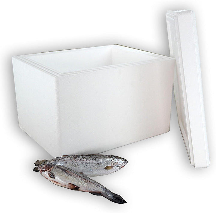 2 Thermoboxen Styropor 19,7 Liter mit Deckel - Kühlbox Styropor - Wiederverwendbarer Isolierbehälter