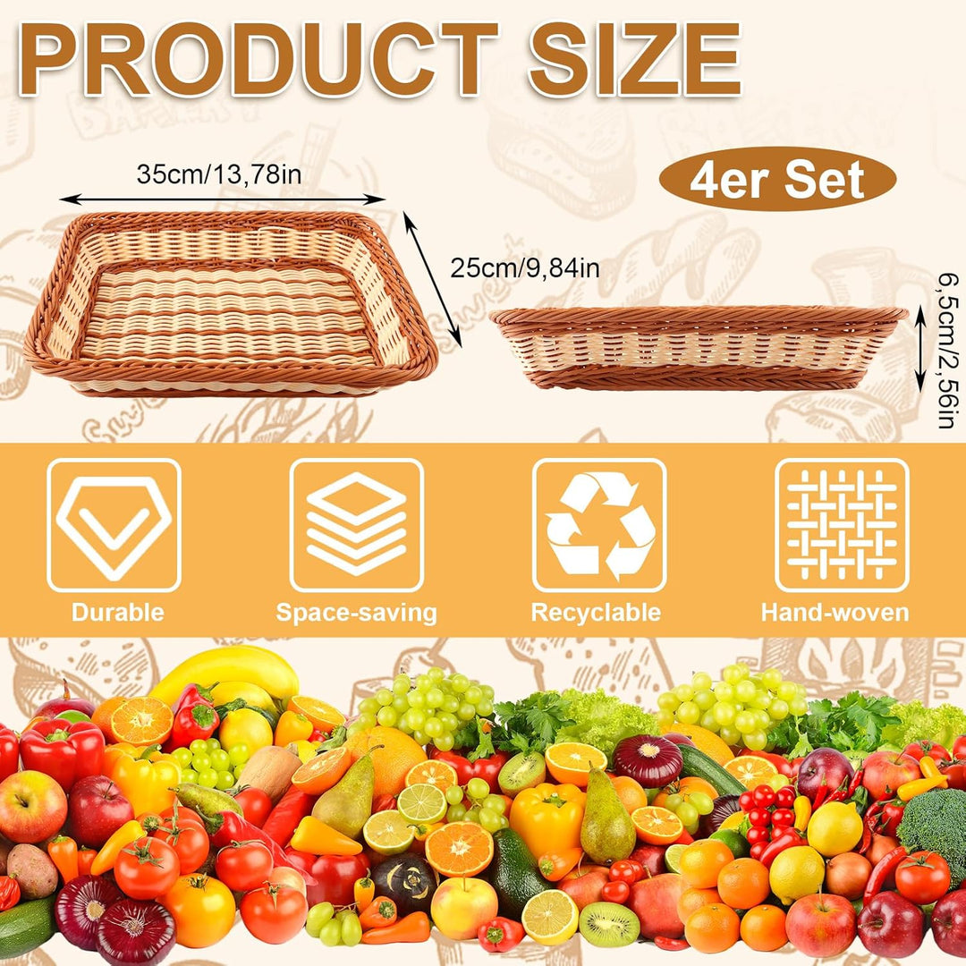 4er Set Brötchenkorb Geflochten Brotkorb Stapelbarer Brotkörbchen Modern Brotkörbe Hochwertiger Obst