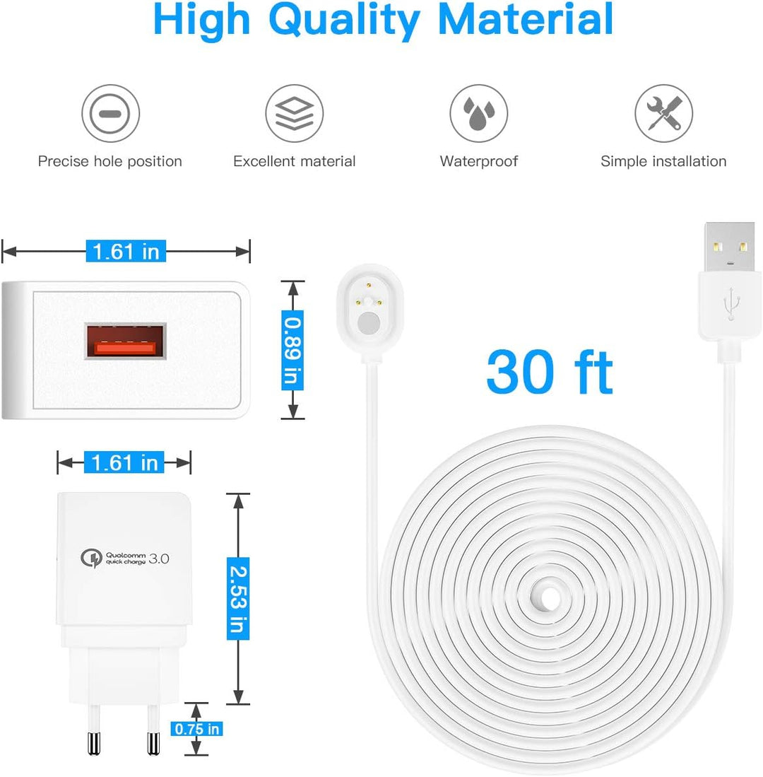 Arlo Ultra-Ladekabel BECEMURU Quick Charge 3.0 &amp; Akku-Ladeadapter mit wetterfestem Magnetkabel für A