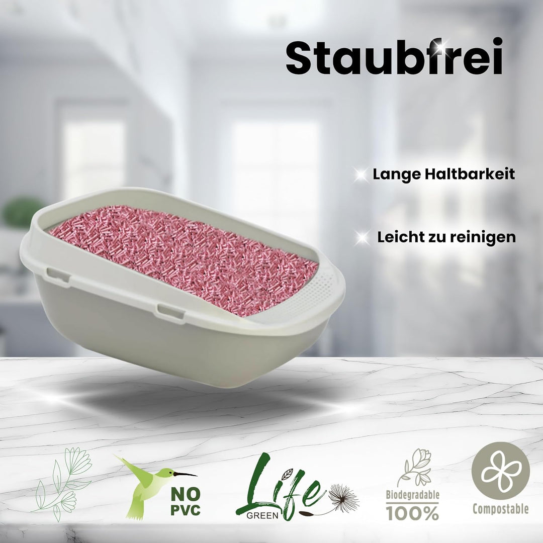 Naturalissima Katzenstreu für Katzen, 16 kg, Pfirsichfaser, mit Erbsenfaser und Maisstärke, pflanzli