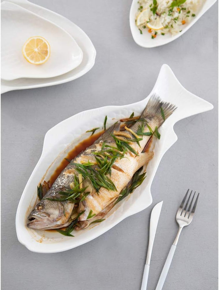 HEMOTON Fischform Servierplatte Servierteller Essen Tablett für Sushi Garnelen Obst Oder Käse 15 Zol