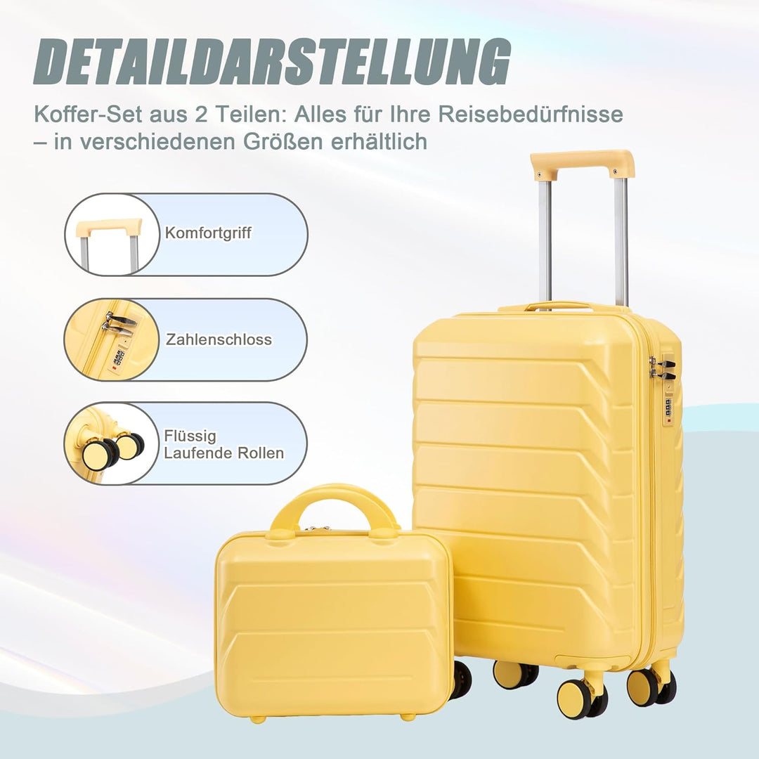 LIFEISLE Hartschalen-Koffer Trolley Handgepäck Rollkoffer, Reisekoffer Set mit 4 Rollen, 2er Gepäcks