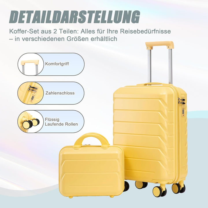 LIFEISLE Hartschalen-Koffer Trolley Handgepäck Rollkoffer, Reisekoffer Set mit 4 Rollen, 2er Gepäcks