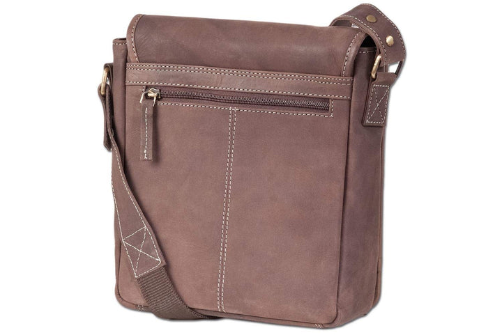 Woodland SCHULTERTASCHE aus weichem, naturbelassenem Büffelleder in Dunkelbraun/Taupe
