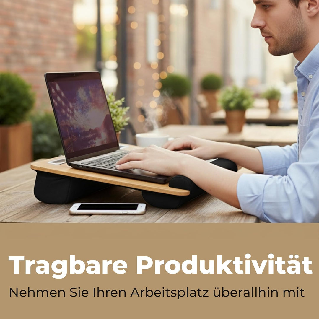 Laptopkissen für Bett & Sofa – Knietablett mit Kissen, Handyhalter & Handgelenkauflage - Passend bis