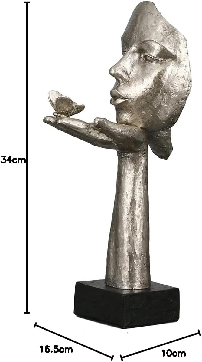 Casablanca Skulptur Figur Frau mit Schmetterling - Desire - antik-silberfarben - Höhe 34 cm - mit Sp