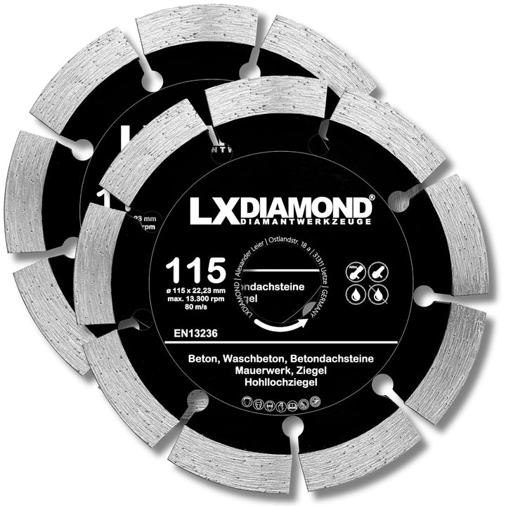 Diamant-Trennscheibe 2x 115mm x 22,23mm - für Winkelschleifer Mauernutfräse Schlitzfräse - Diamantsc