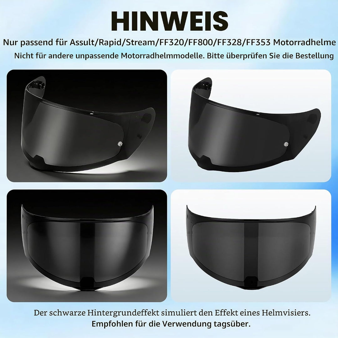 VCOROS Helmvisier für FF328/FF353/FF800 Motorradhelm Visier | Motorrad Windschutz Helm Objektiv Visi