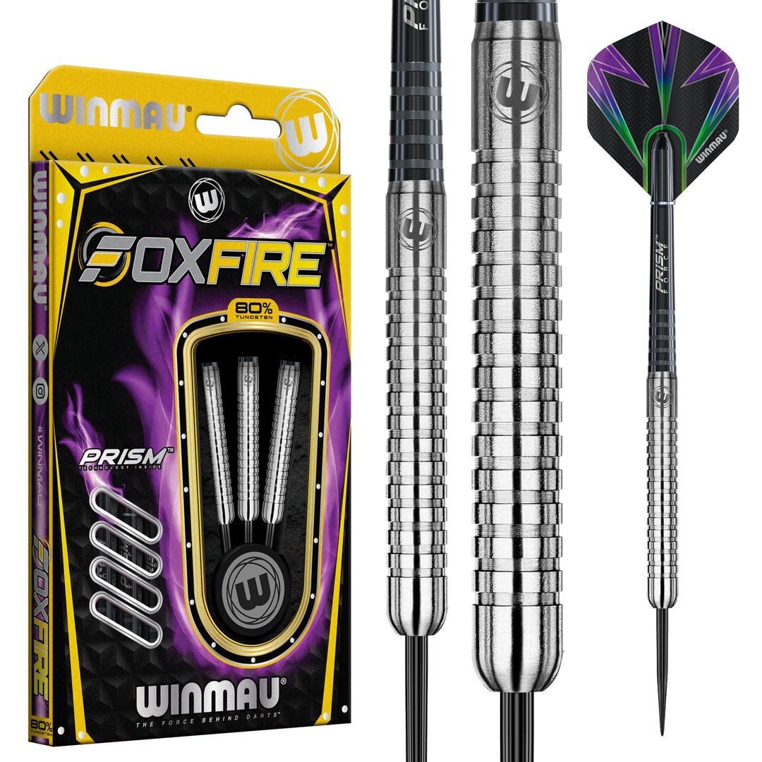 Winmau Foxfire Profi Wolfram Steeltip Dartpfeile Set mit Flights und Schäfte 23 g, 23 g