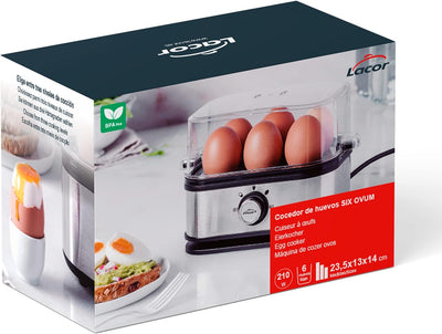 Lacor - 69344 - Eierkocher SIX OVUM, Edelstahl 18/10, 100% BPA-frei, 3 Kochstufen: Hart, Mollet, Was