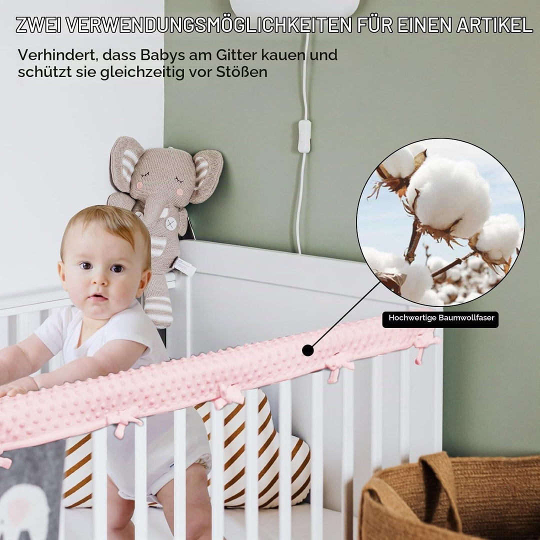 IULONEE 3pcs Baby Bed Rail Cover Protector Set Kinderbett Kantenschutz 128x18cm/68x18cm Bettkantensc