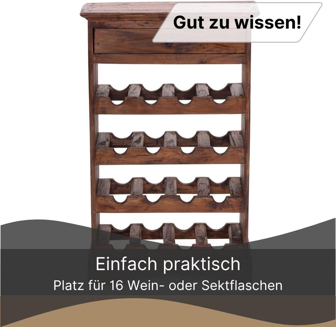 DESIGN DELIGHTS rustikales WEINREGAL Cortez 85 | 85x55cm(HxB) Massivholz | Flaschenregal, Weinflasch