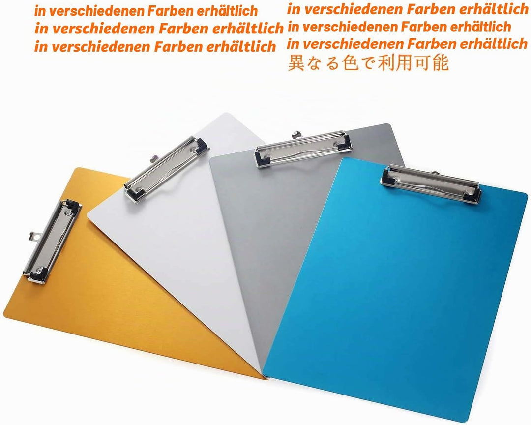 2er Alu Klemmbrett A4 mit gummierter Metalklemme, Schreibbrett DIN A4 mit Aufhängeose, Pad Halter Cl