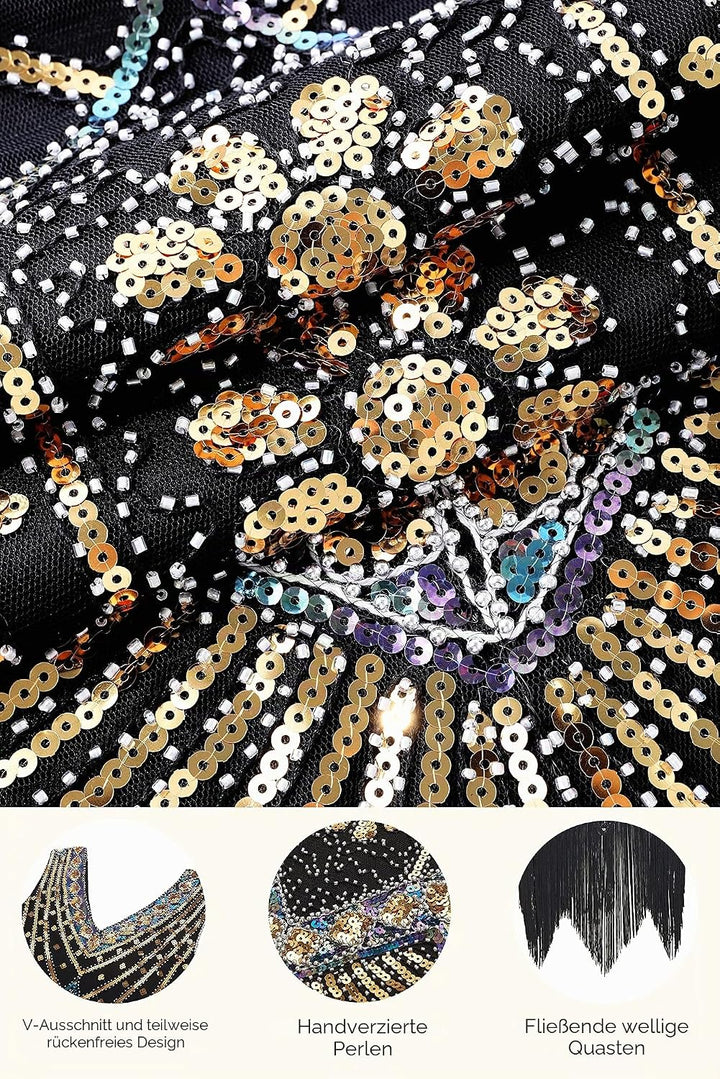 BABEYOND Damen Flapper Kleider voller Pailletten Retro 1920er Party Damen Kostüm Kleid Glamourös Sch