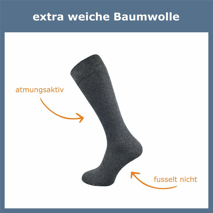 Damen & Herren Kniestrümpfe (4 Paar) lange Socken mit Komfortbund aus 80% Baumwolle | kein Verrutsch