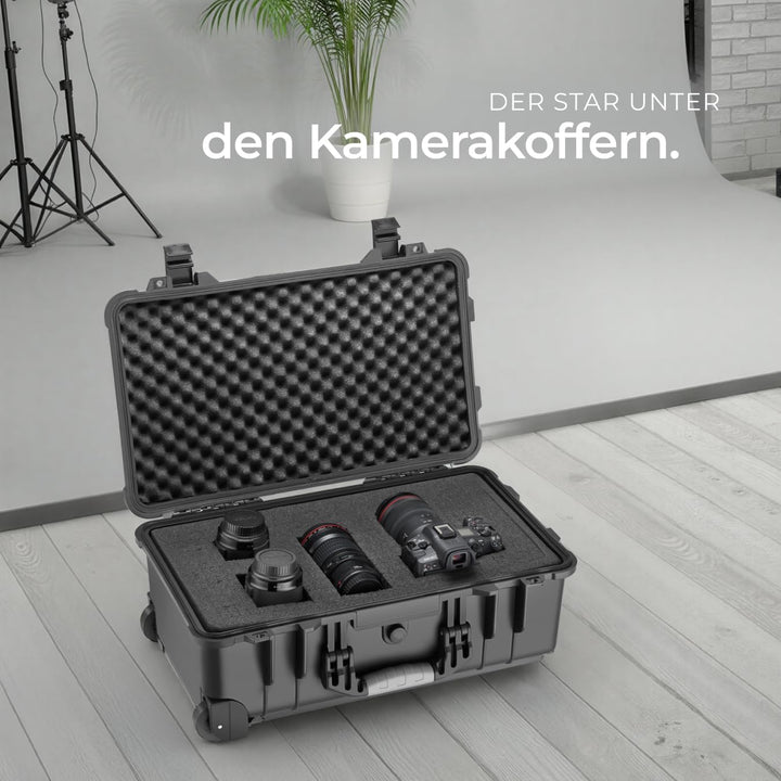 tectake® Transportkoffer leer mit Schaumstoff, Universalkoffer mit Rollen, wasserdichter Koffer, Tro