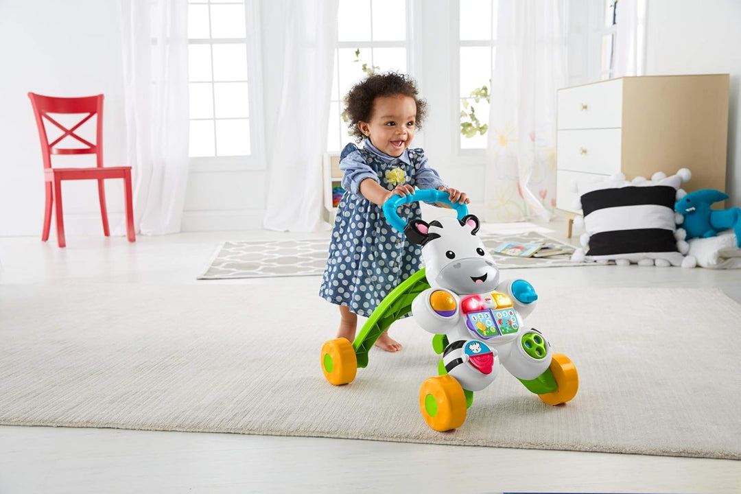 Fisher-Price Lern mit mir - Zebra Lauflernwagen, musikalisches Aktivitäts- und Gehspielzeug mit Lern
