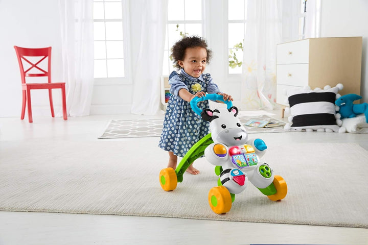 Fisher-Price Lern mit mir - Zebra Lauflernwagen, musikalisches Aktivitäts- und Gehspielzeug mit Lern