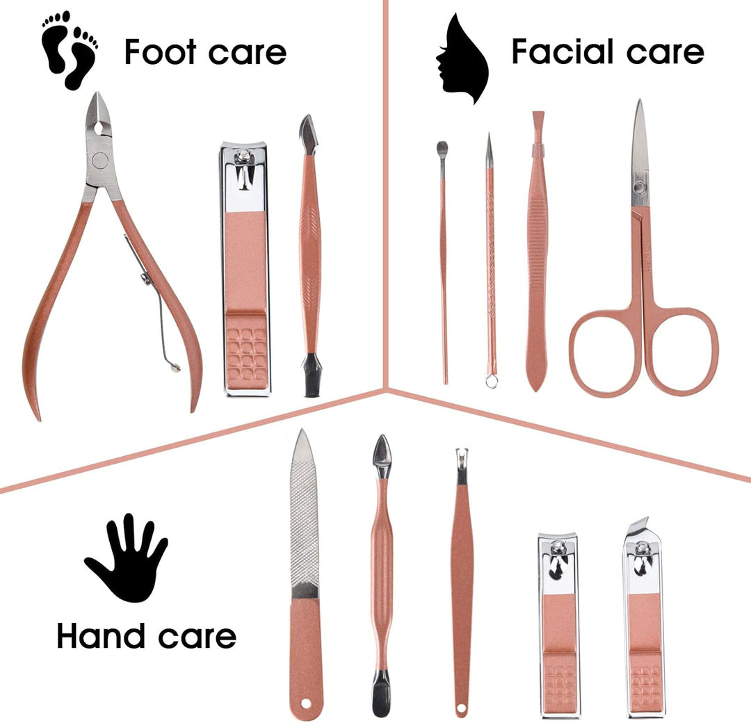 Nagelknipser und Beauty-Werkzeug, tragbares Set, rotgoldenes, martensitisches Edelstahl-Maniküre-Set