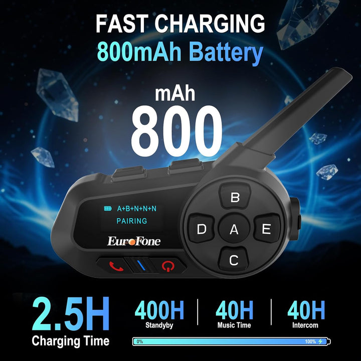 EuroFone S6-1200-A Motorrad Bluetooth Headset 1200M 2 Personen Voll-Duplex drahtlose Motorrad-Gegens