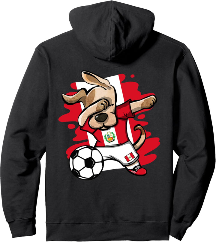 Dabbing Hund Peru Fussball Mannschaft Peruanische Flagge Pullover Hoodie