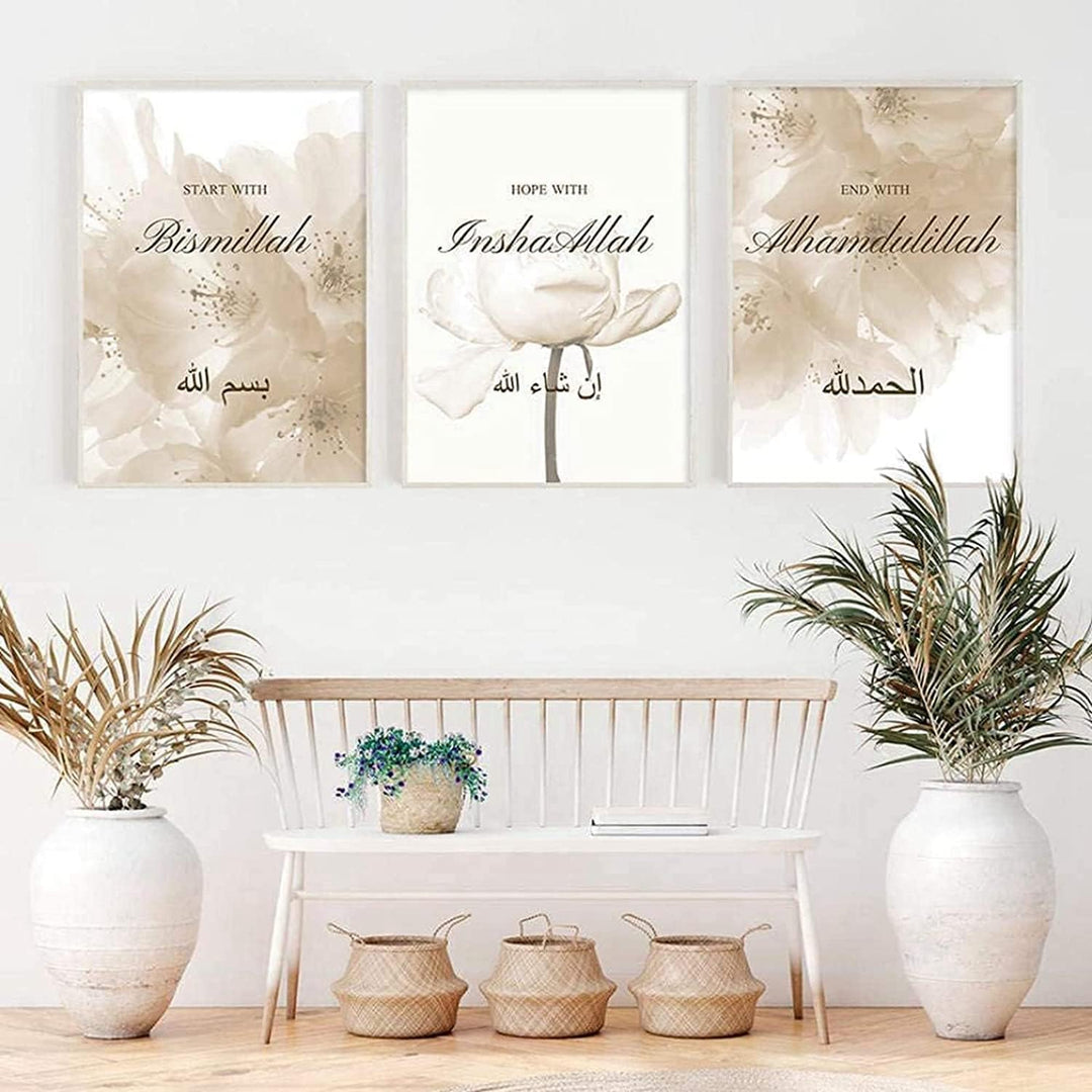 HMDKHI Islamische Wandbilder, Arabische Kalligraphie Islamische Poster Leinwand Drucke Wohnzimmer bi