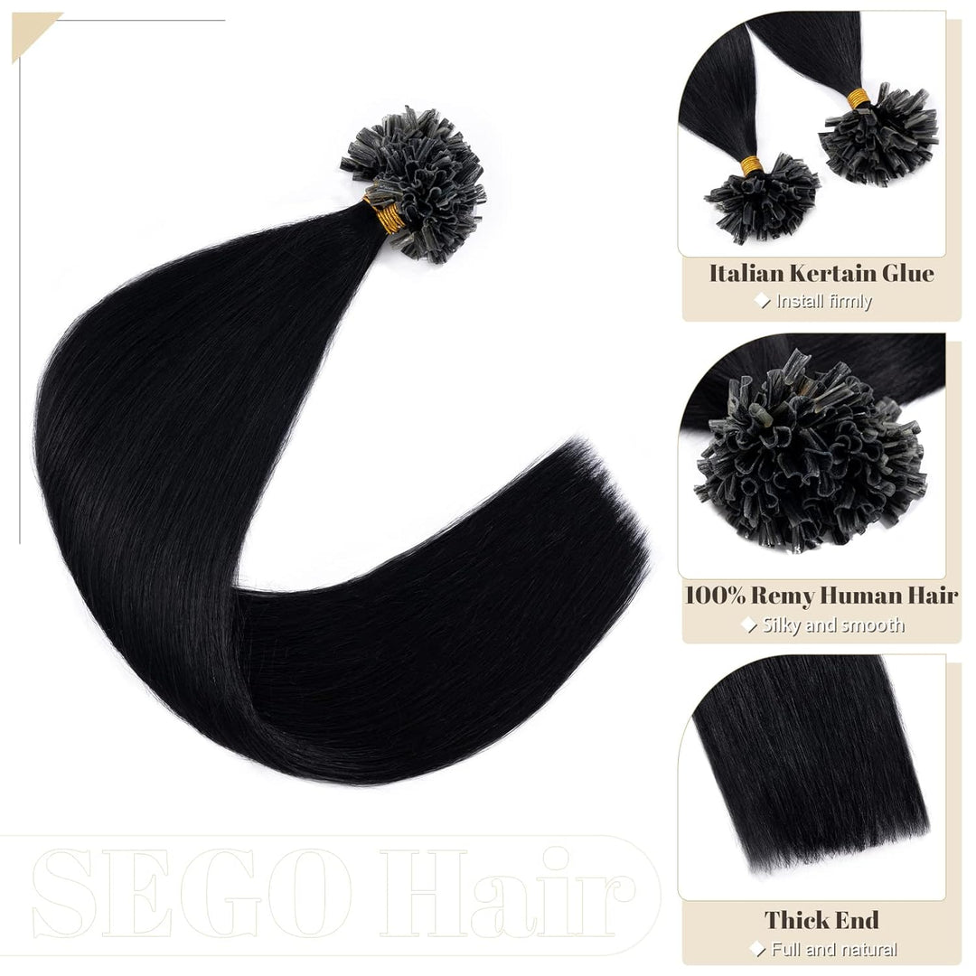 SEGO Bondings Extensions Echthaar 200 Strähnen 0,5G/Strähnen Keratin U-Tip Remy Human Hair Haarverlä