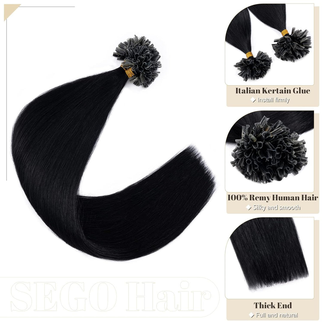 SEGO Bondings Extensions Echthaar 0.5g/Strähnen Haarverlängerung Keratin U-Tip Glue 100 Strähnen 100