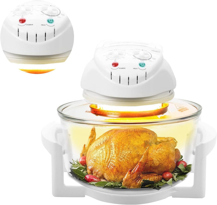 AllRight Mini Ofen, 17 Liter Halogenofen Heissluftofen Klein Halogen Oven with Extender Ring, Campin