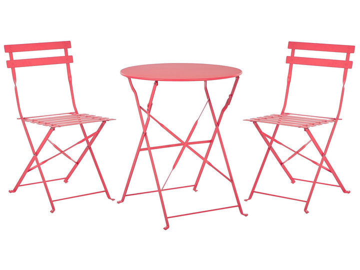 Modernes Balkonset Tisch mit 2 Stühlen aus Stahl rot Fiori