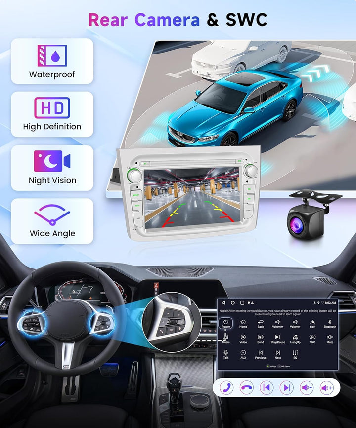 2G+64G Rimoody Android Autoradio für Alfa Romeo MITO 2008-2016 7 Zoll Touchscreen Autoradio mit Wire