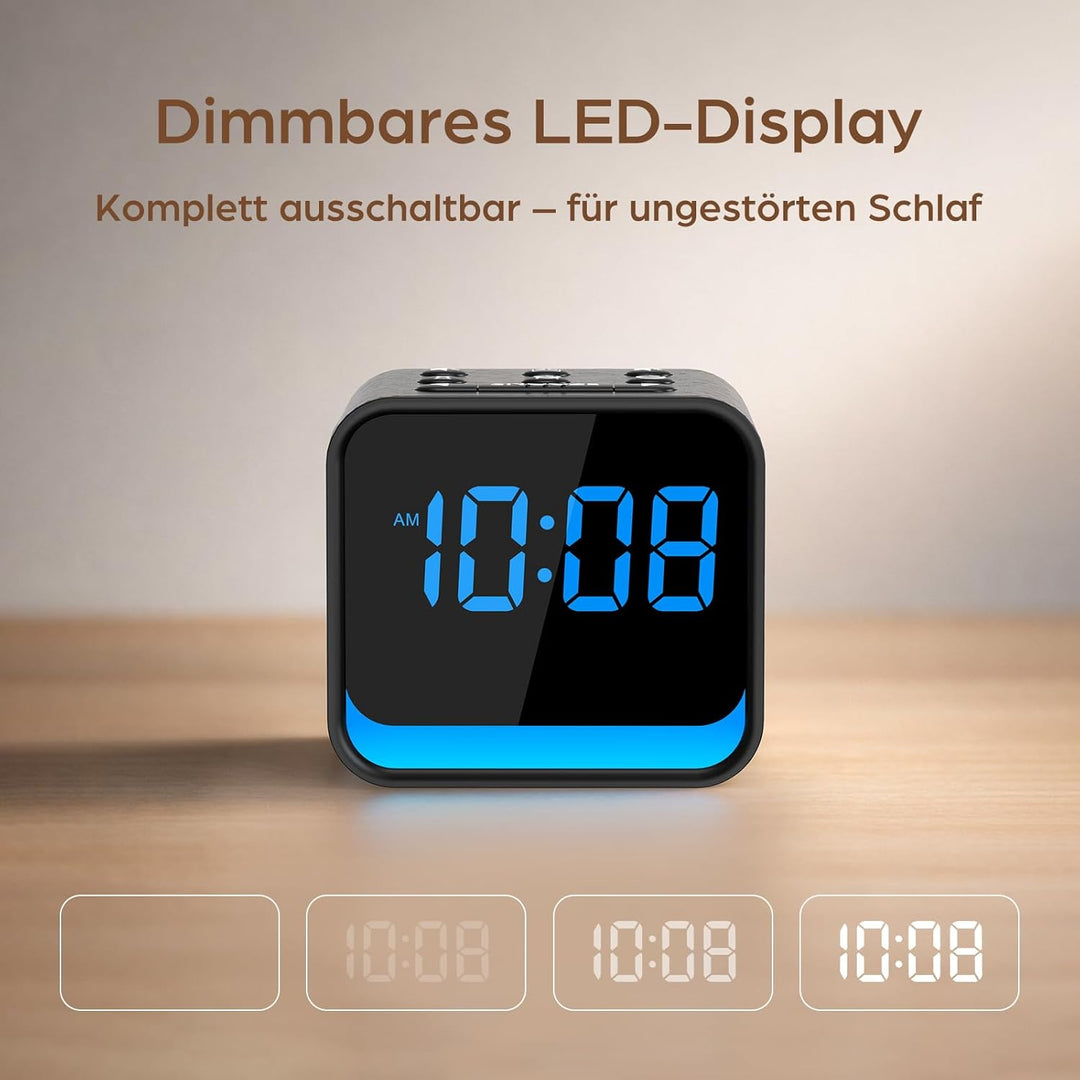 Radiowecker mit Naturklängen & dimmbarer LED-Anzeige – digitaler Wecker mit Nachtlicht, sanftes Aufw