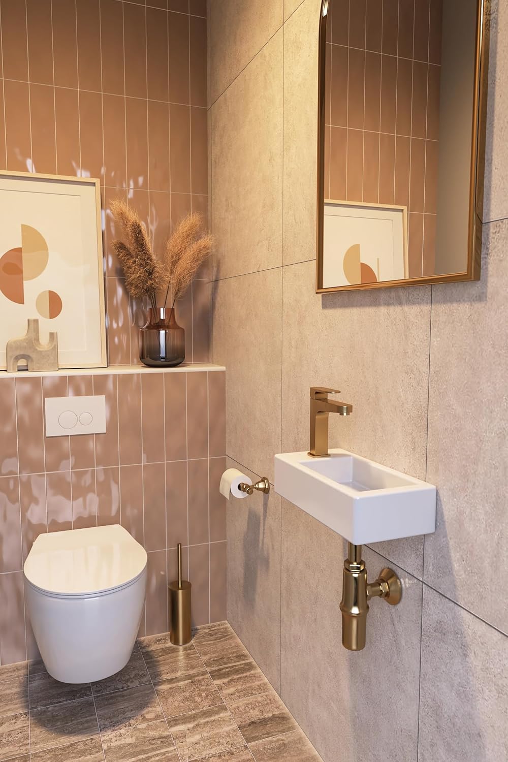 DeerValley DV-1V081L Badezimmerwaschbecken aus Keramik zur Wandmontage, Kleines Badezimmer, Weisses