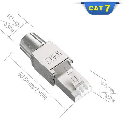 VCELINK RJ45 Stecker Werkzeuglos für Verlegekabel Cat7 Cat6A Netzwerkstecker Werkzeuglos Feldkonfekt