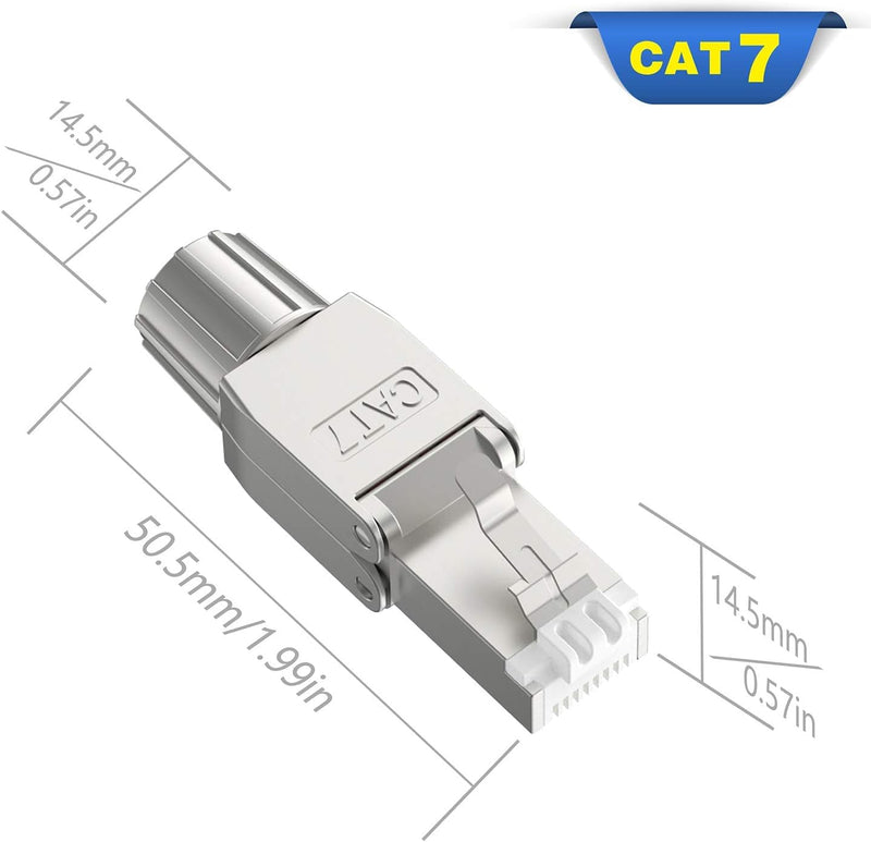 VCELINK RJ45 Stecker Werkzeuglos für Verlegekabel Cat7 Cat6A Netzwerkstecker Werkzeuglos Feldkonfekt