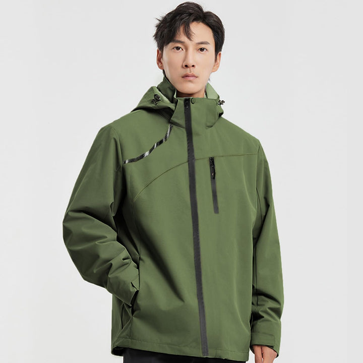 SUKUTU Herren Outdoor wasserdichte Kapuzen-Sportjacke Leichte Wanderjacke Bergjacke Softshell Herbst