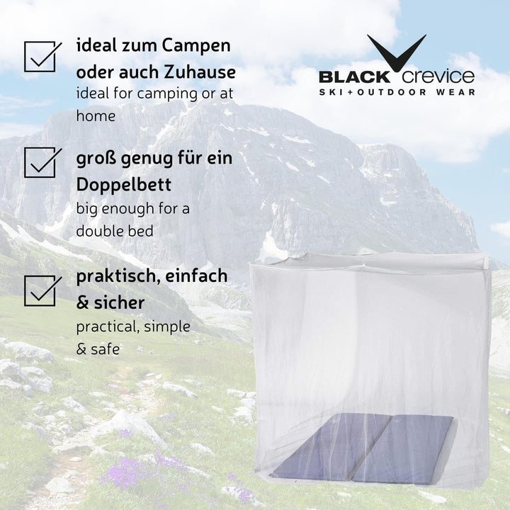 BLACK CREVICE Moskitonetz I für Doppelbett I Mückennetz aus feinmaschigem Gewebe I Outdoor-Netz in Q