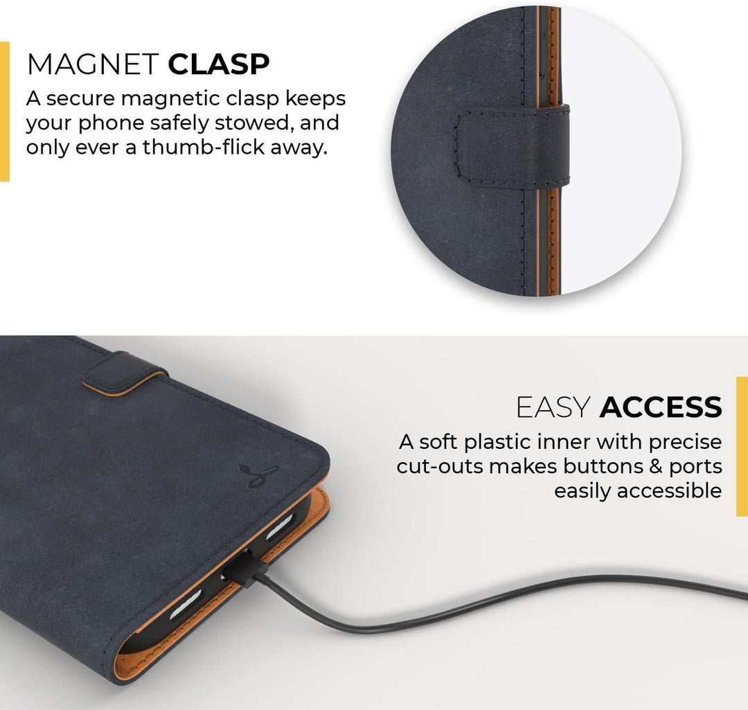 Snakehive iPhone 13 Pro Max Hülle Leder - Stylische Handyhülle mit Kartenhalter & Standfuss - Handyh