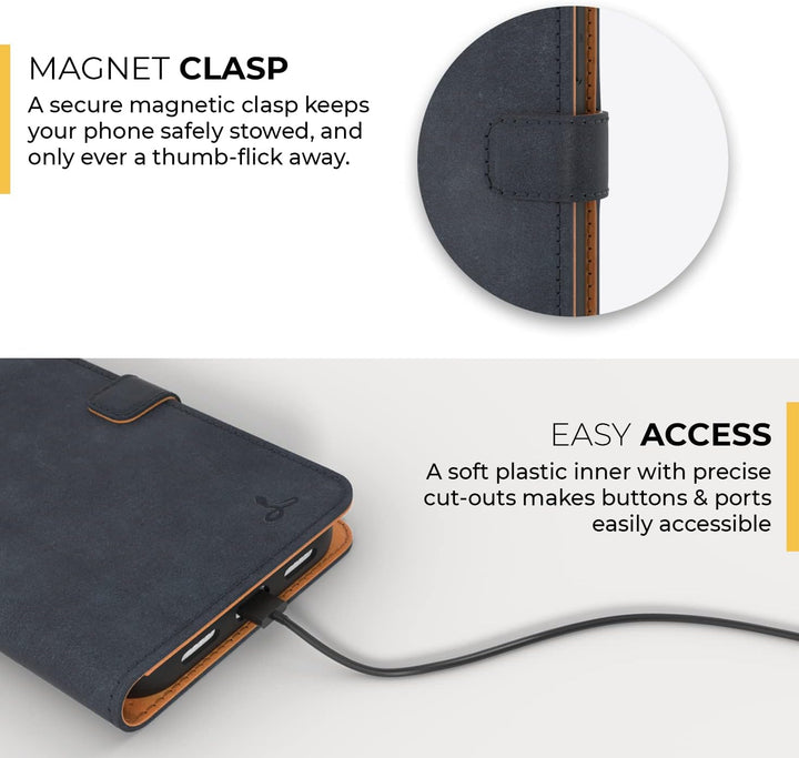 Snakehive iPhone 13 Pro Max Hülle Leder - Stylische Handyhülle mit Kartenhalter & Standfuss - Handyh