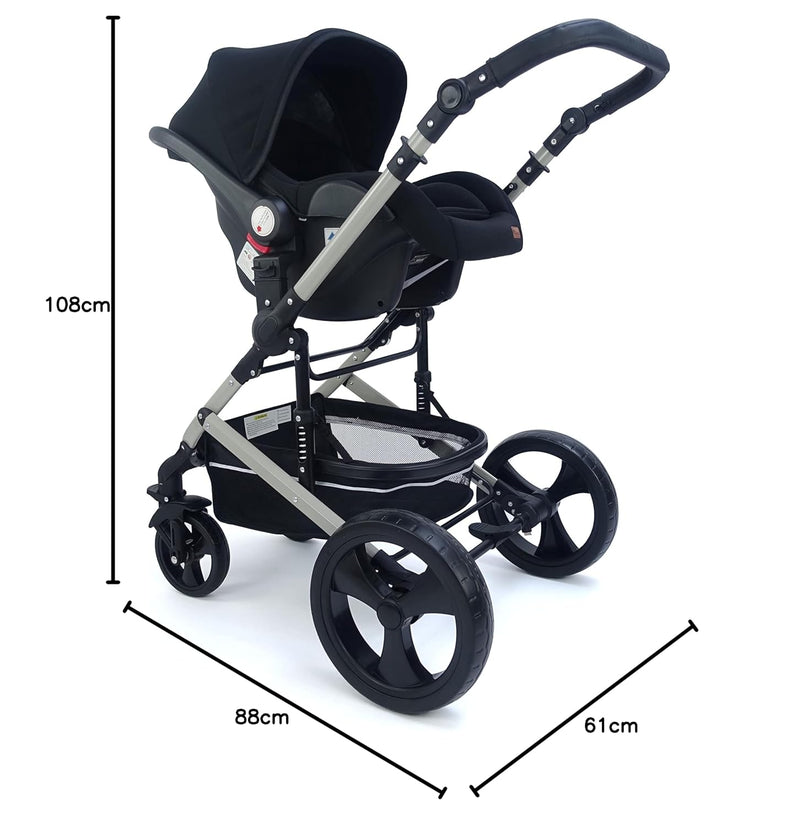 Pixini Kinderwagen Kalani 3in1 Kombikinderwagen, inkl. Babywanne & Buggy & Auto-Babyschale & Wickelt