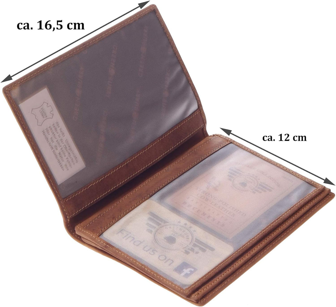 Greenburry Leder-Ausweismappe mit Petri Heil Motiv - Leder Angelausweis-Mappe - 16,5x12cm